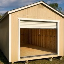 A custom garage storage shed in Georgia with the door open