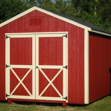 A custom storage shed in Georgia with red siding