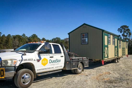 Delivery of a wooden garden shed in Georgia