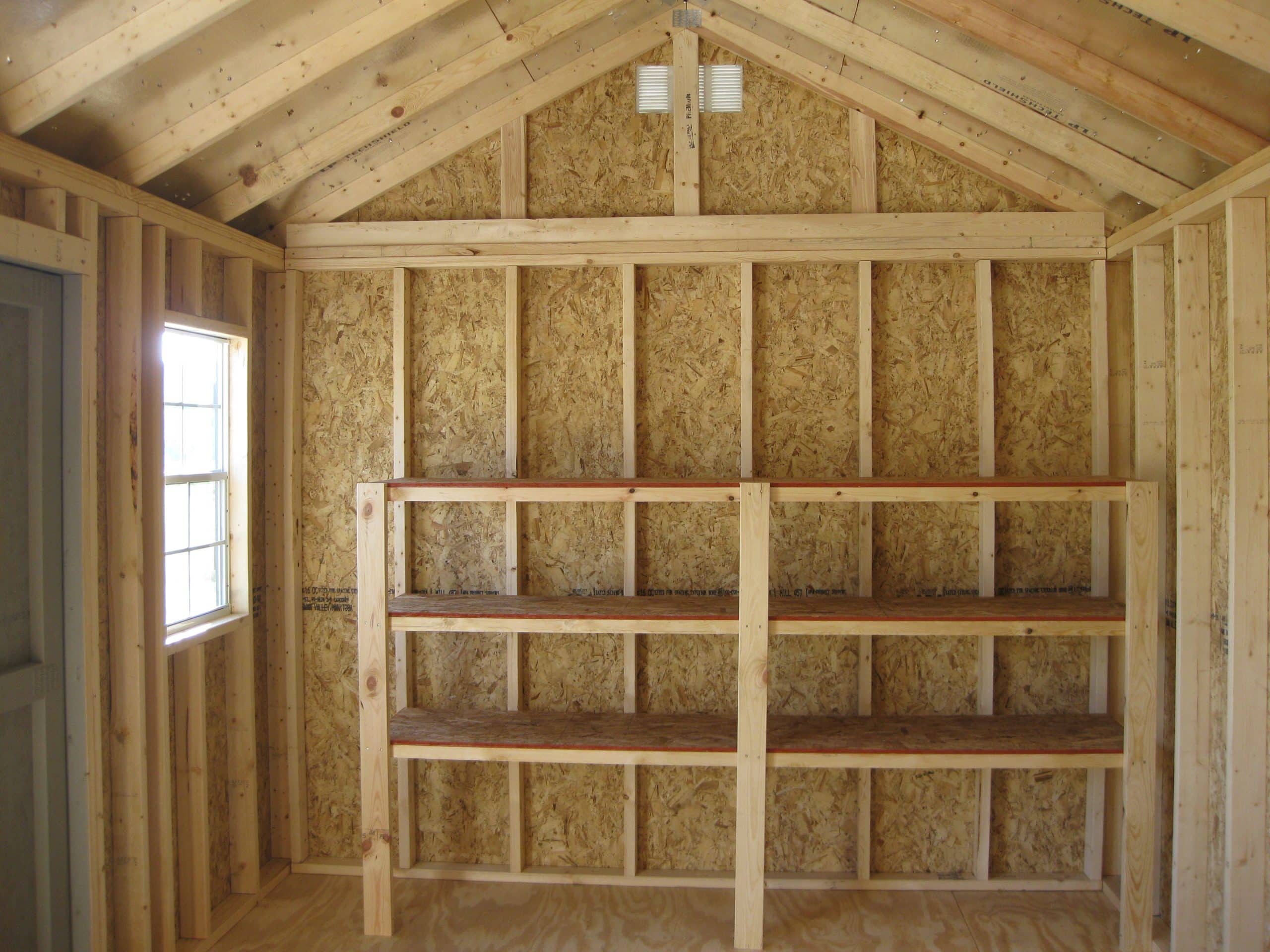 10x16 shed shelves