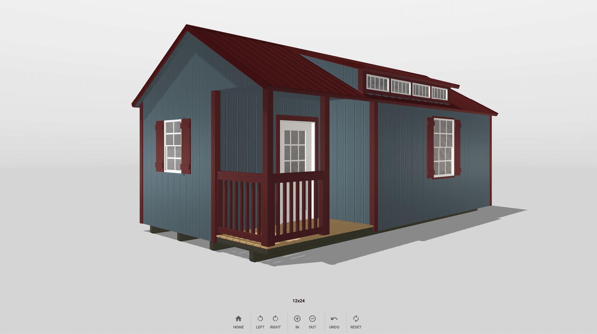 Screenshot of 3D backyard shed design software