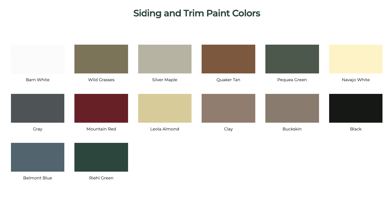 Custom sheds Colors