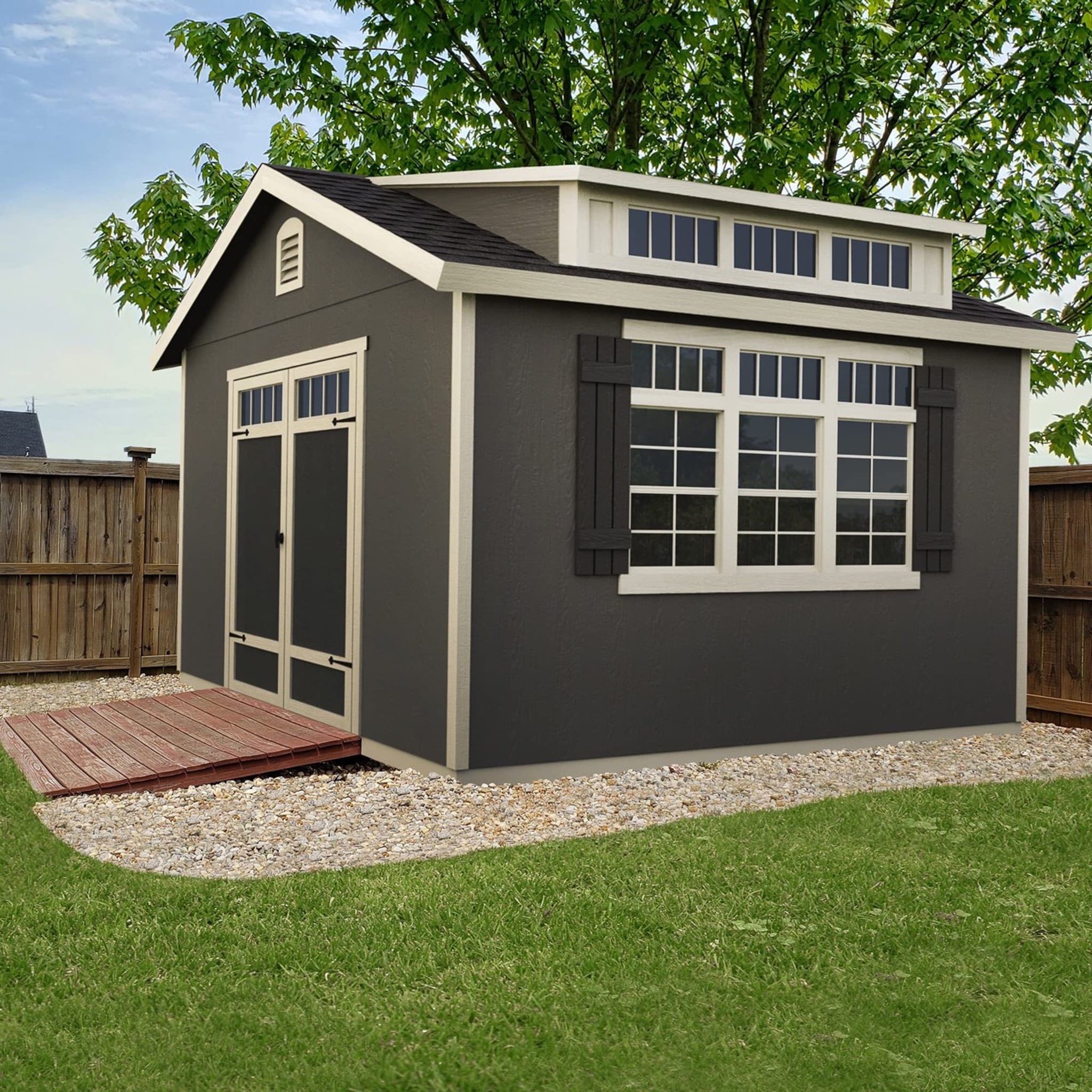 sheds in Georgia - Dark gray, black and white studio deluxe shed