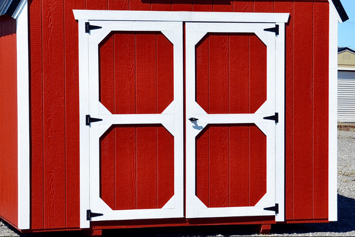 Shed door with trim